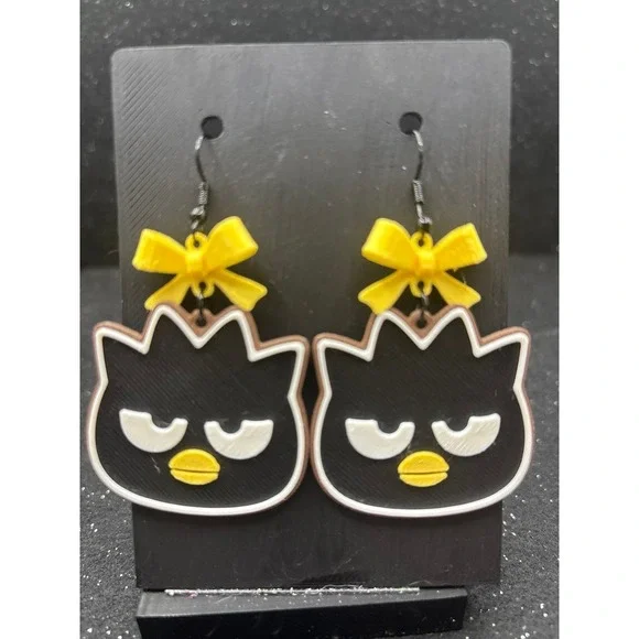 Badtz-Maru Earrings with Yellow Bows - Picture 1 of 3